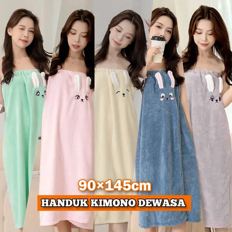 Kimono Handuk Dewasa / BAJU HANDUK MANDI / HANDUK KIMONO DEWASA / HANDUK KARAKTER WEARABLE TOWEL 90×145cm
