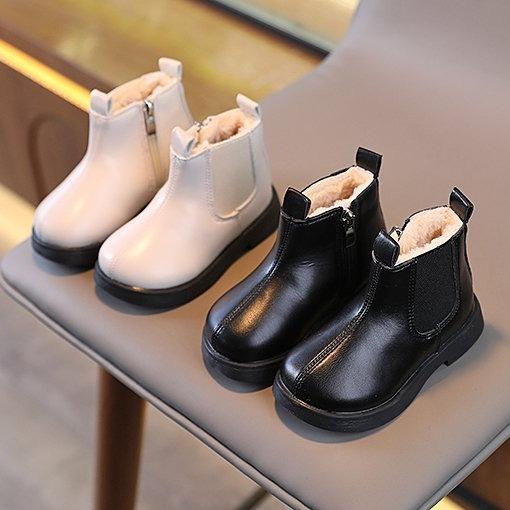 Bốt Da Ngắn Cho Bé Trai Và Bé Gái, Bốt Mùa Đông Phong Cách Anh, Lót Lông Cừu, Cotton