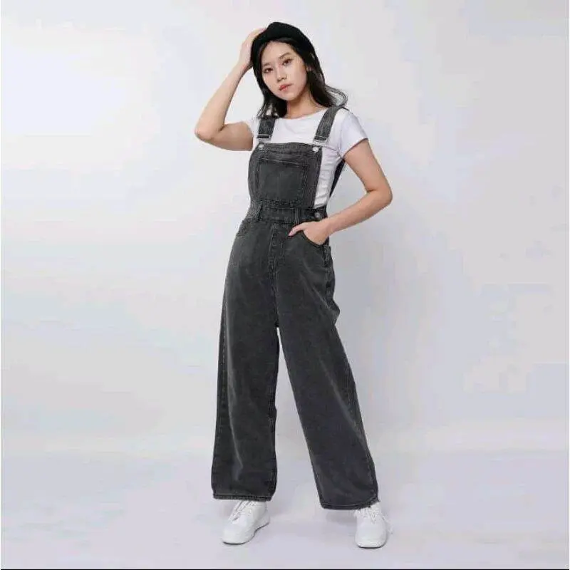 PROMO JUMPSUIT - Isabella Overall Modern Jumpsuit Lavvela Jumpsuit Jeans Terbaru Murah Cuci Gudang / Celana Kodok Korea / Celana Kodok Panjang Denim Wanita