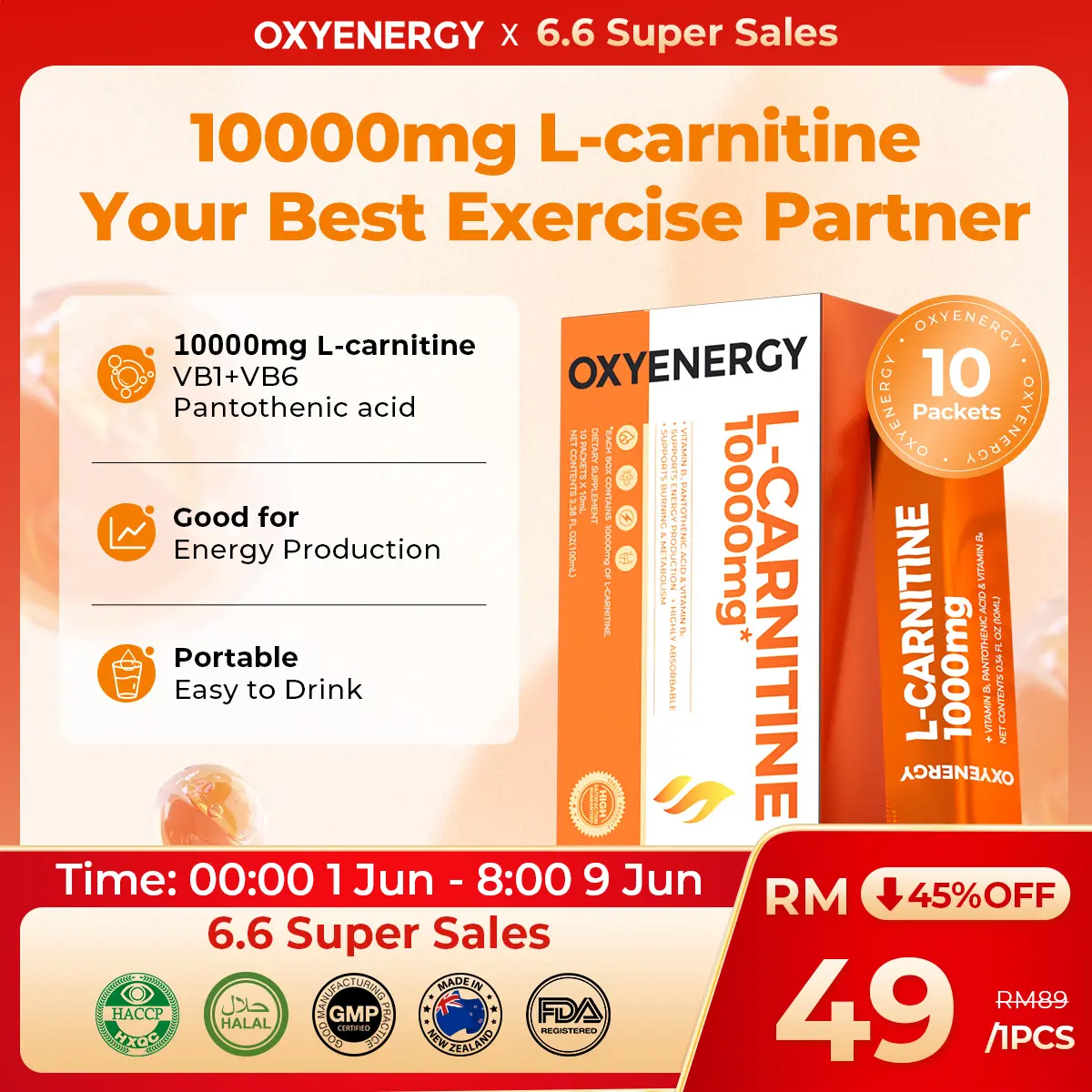 OXYENERGY L-Carnitine 10000mg