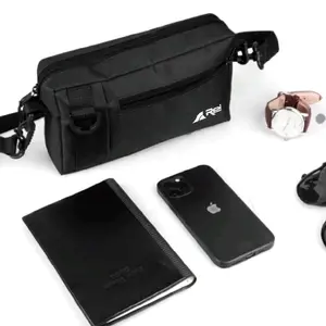 Tas Slempang Pria Wanita Pouch Bag Hitam Simple Unisex Single Letter D premium