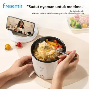 (PROMO) freemir Panci Listrik Mini Electric Cooker Daya Watt Rendah Ukuran 15 cm Kapasitas 1,2L Set Panci Electric+Kabel Portable Mini Kitchenware Premium