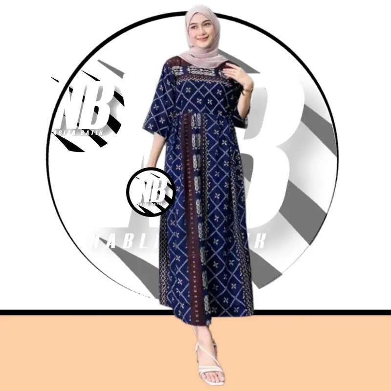 Daster Gamis Lengan 3/4 Rayon Motif Etnik Premium Busui Friendly Tali Kanan Kiri Terbaru Style Arabian 5