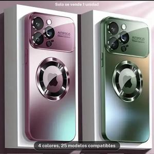 Funda magnética para teléfono con vidrio de color titanio de lujo y carga inalámbrica, compatible con iPhone 17, 16, 15, 14, 13, 12, 11 (Pro Max, Plus, Air), cubierta trasera dura mate con protección contra caídas.