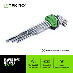 Tekiro Set Kunci L Torx Dengan Lubang 9 Pcs /Kunci L Bintang Set Lubang / Tools - Alat Perkakas - Kunci - Alat Pertukangan