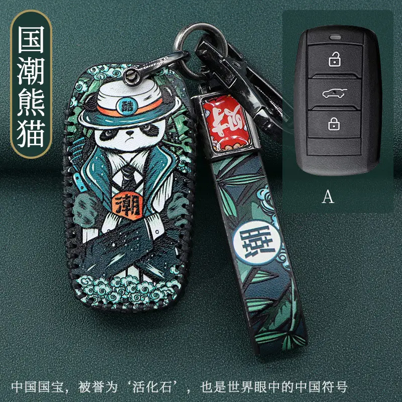 Vinfast remote car key cover Vinfast VF3 VF5 Remote Key Leather Case Cover Keychain Panda