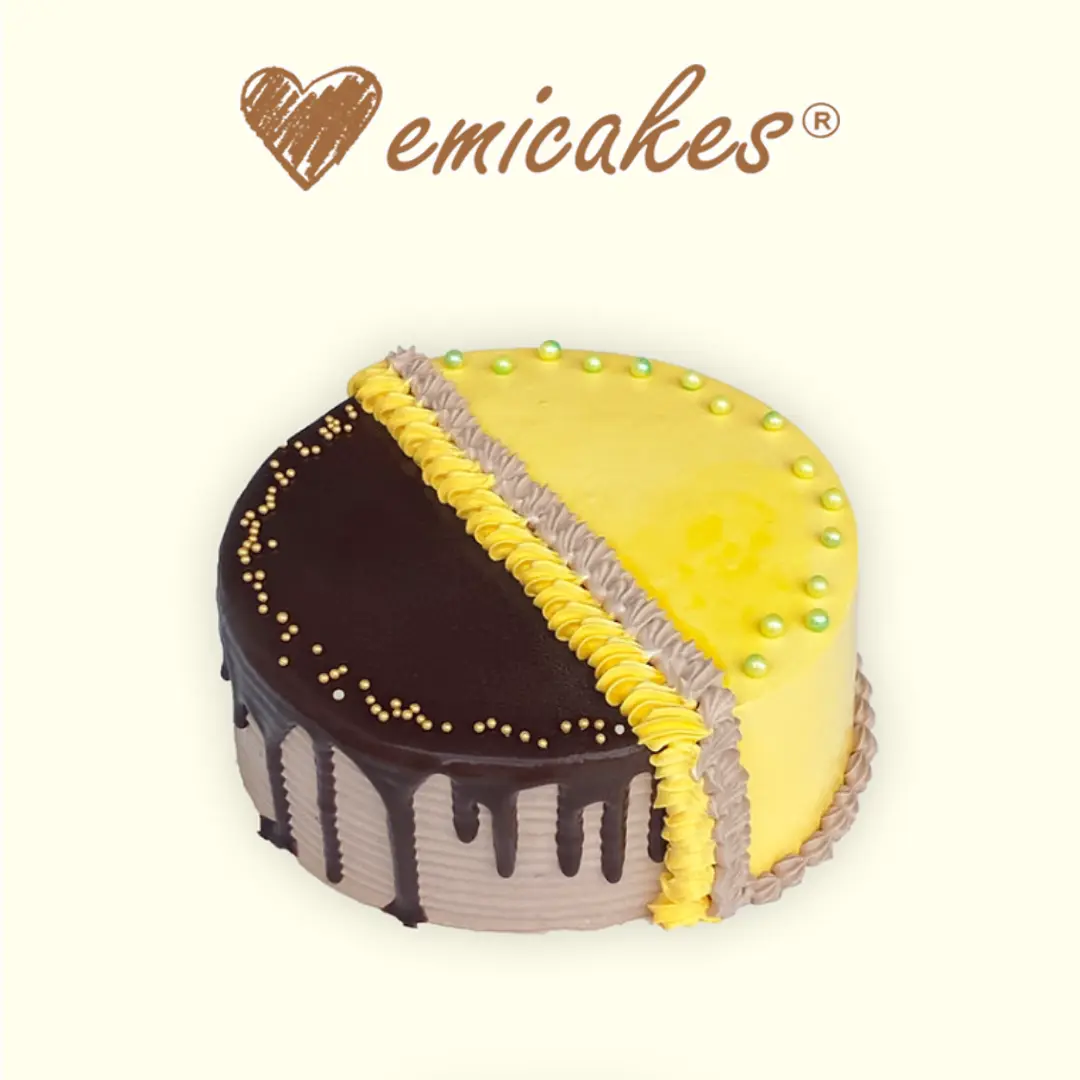 [Emicakes] 15cm Half n Half Choco + Mango Cake | Best of Both Worlds