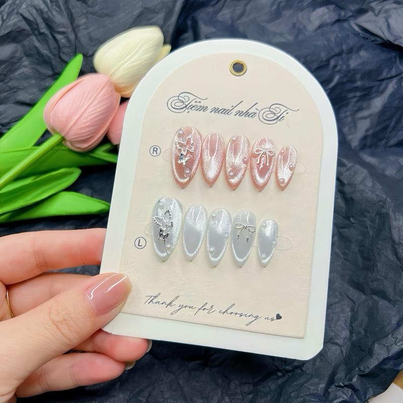 M98. Nailbox thiết kế mắt mèo kim cương mix charm xinh đi chơi tiệc lễ tết ..