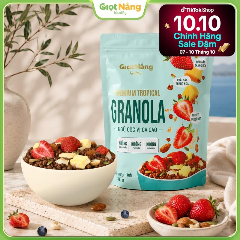 Granola Premium Tropical 300g Ngũ cốc Vị Ca cao từ Nông Sản Giọt Nắng