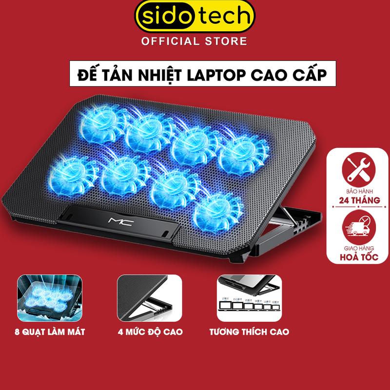 [Taphoapewpew x Sidotech] Đế tản nhiệt laptop máy tính bảng SIDOTECH Q100 làm mát với 2 quạt lớn chống ồn đèn led gaming giúp mát máy cho văn phòng game thủ