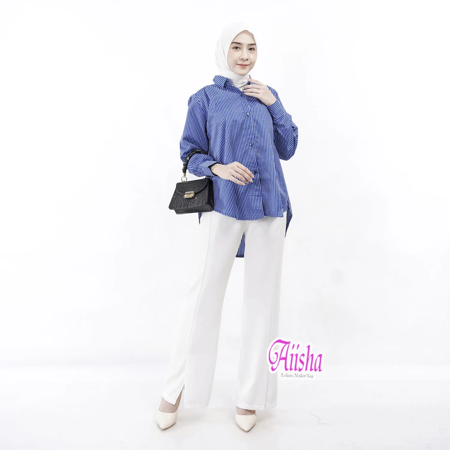AIISHA Langsung Kirim | Atasan Wanita Meylin Bahan Cotton Miracle Motif Strippy |Atasan  LD 110 - LD 140