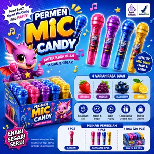 Permen Bentuk Mic Lucu Menyalah Gummy Microphone Unik Hadir dengan Desain Ikonik Kenyal dan Rasa Buah Segar Cocok Sebagai Hadiah