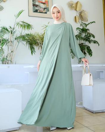 Product Introduction of Gamis Lebaran Mariyam Dress Maxi Wanita Muslim Dewasa abaya gamis  polos  crinkle 5