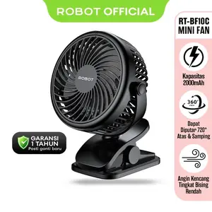 KIPAS ANGIN PORTABLE MINI ROBOT RT-BF10/BF10C MINI FAN JEPIT CLIP PUTAR 720 DERAJAT