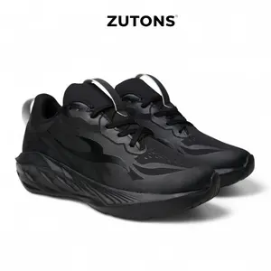 Zutons Racer Fast - Sepatu Olahraga Lari Unisex Hitam Polos Ultra Lightweight & Premium Breathability untuk Running Jogging dan Latihan Kebugaran Outdoor