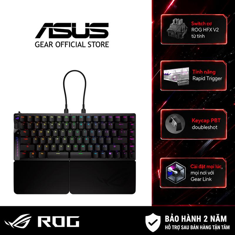Bàn phím gaming Asus ROG Falcata, Công nghệ không dây ROG SpeedNova 8K, Rapid Strigger, Switch từ ROG HFX V2