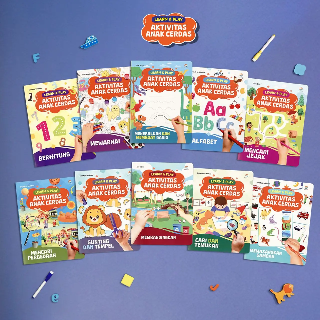 Buku Aktivitas Anak Cerdas Pertamaku Belajar Membaca Menulis Mewarnai Berhitung 3 4 tahun tk a & b Paket lengkap murah isi 10 pcs - Ziyadbooks official