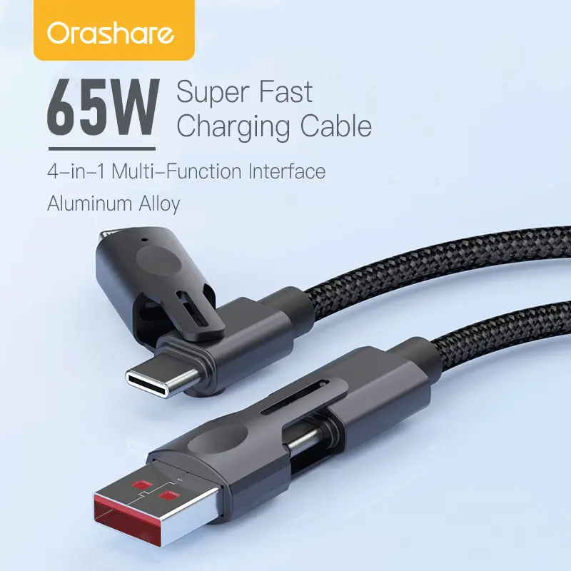 Orashare OC05 4 IN 1 Kabel Pengisian Cepat PD 27W Tipe C 65W Kabel Data Multi-fungsi untuk iP Android 0