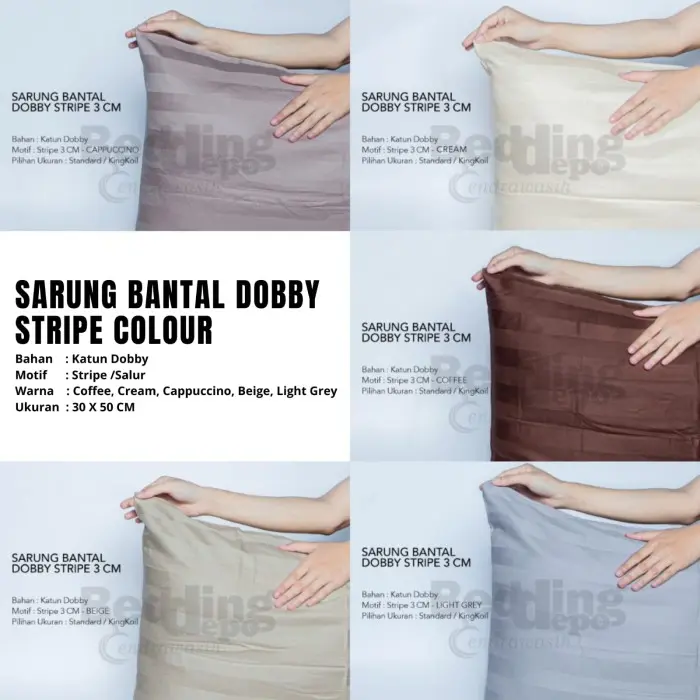 Bedding Depo Sarung Bantal dan Guling Katun Dobby Hotel Stripe Warna 2