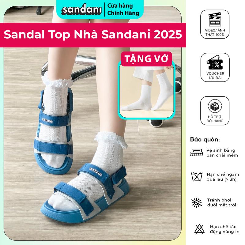 Giày Sandal Nữ Quai Ngang Đế Êm Chống Trơn, Dây Dù, S5 Xanh Đại Dương 36-40 - SANDANI