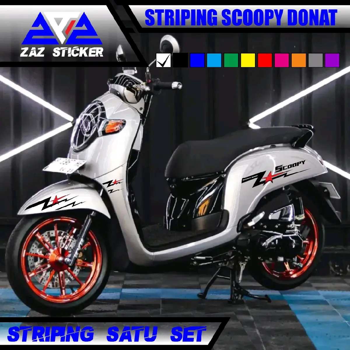 Sticker striping scoopy donat terbaru design motif 3