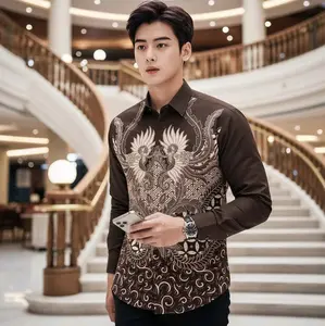 kemeja batik pria slimfit premium lengan panjang lapis furing motif  SATRIA MAHOGANI bahan katun halus premium tebal