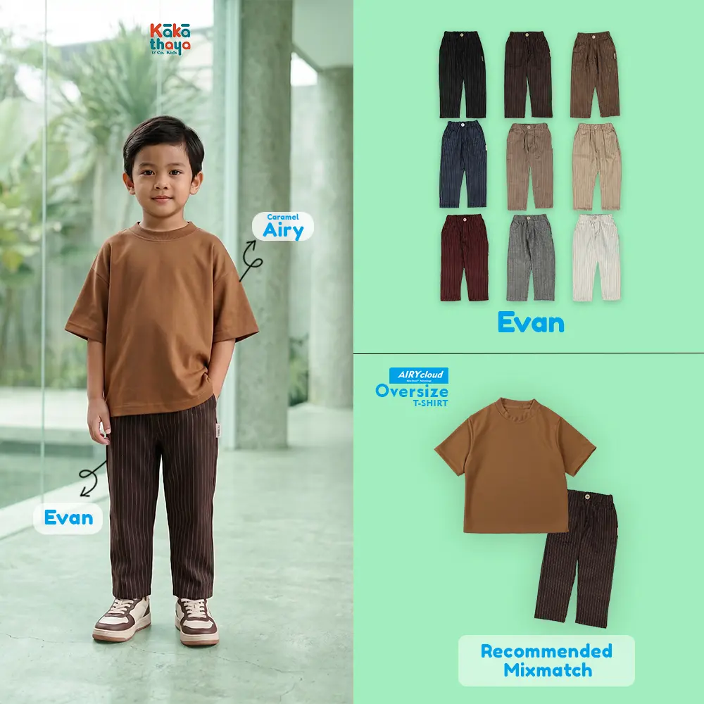 KAKATHAYA Evan Celana Panjang Anak Laki Laki Celana Panjang Anak Perempuan Celana Salur Anak Celana Formal Anak 1-8 Tahun