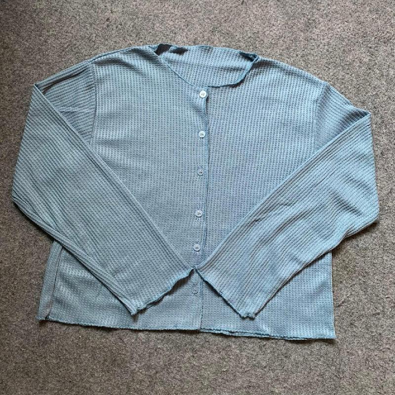 CARDIGAN RAJUT WAFFLE CROP PREMIUM / CARDIGAN CROP TOP MODEL KOREA STYLE atasan cutbray Manik-manik Black Baju Cantik Fit Kancing Nyaman Panjang Tangan Lembut Tebal Rib Santai 7