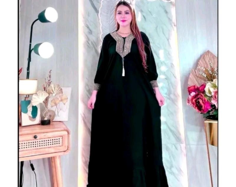 Product Introduction of GAMIS TERBARU 2025 DRESS SULTAN MASA KINI//dress abaya sultan// gamis midi muslim Wanita Dewasa Dewasa Remaja Pesta Maxi Mewah Lebaran Kondangan Rayon Syari Crinkle 5
