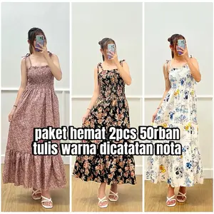 FDM RR FASHION - PAKET HEMAT 2PCS DRESS CANDAKENSI / Dress bumil / Dress busui / Dress pantai / Dress pesta / Daster