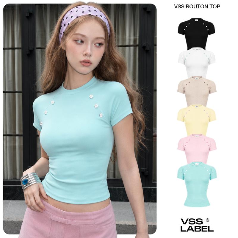 [MÀU MỚI MÙA HÈ] Áo Thun Dáng Ôm Body Nữ VSS Vải Cotton Co Giãn Mềm Mại Thoáng Mát Đính Nút Chiết Eo - ATN01