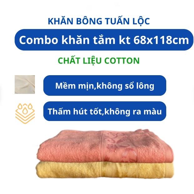 Combo khăn tắm kt 68x118 cm chất liệu cotton đầu dí hoa văn đẹp thấm hút tốt mềm mịn không ra bông ra màu