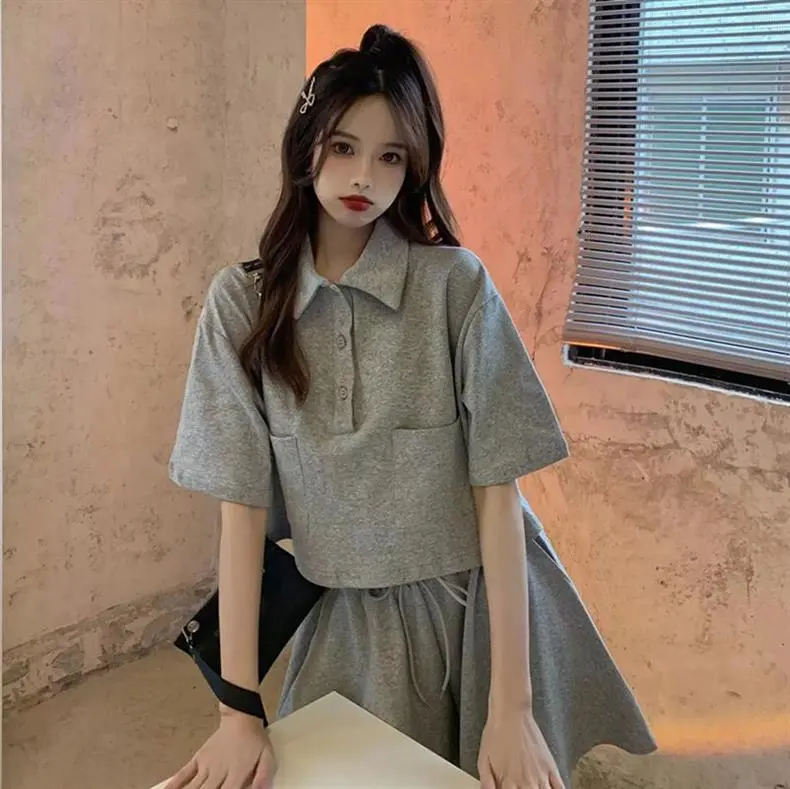 Bộ Đồ Thể Thao Thường Ngày Thời Trang Ngắn Hàn Quốc, Dành Cho Nữ, Hàng Mới Về Mùa Hè 6