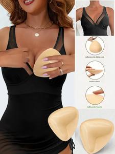 Almohadillas para el brasier autoadhesivas reutilizables, almohadillas para el pecho tipo bikini impermeables, inserciones push-up invisibles gruesas, 2 piezas, ideales para nadar
