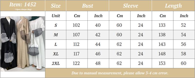 Product Introduction of 1452# 2 PCS set Open Abaya With Crossbody Bag Hot Seller Palestine-Inspired Printed Soft Linen Keffiyeh for Women Muslim 2025 Eid 1