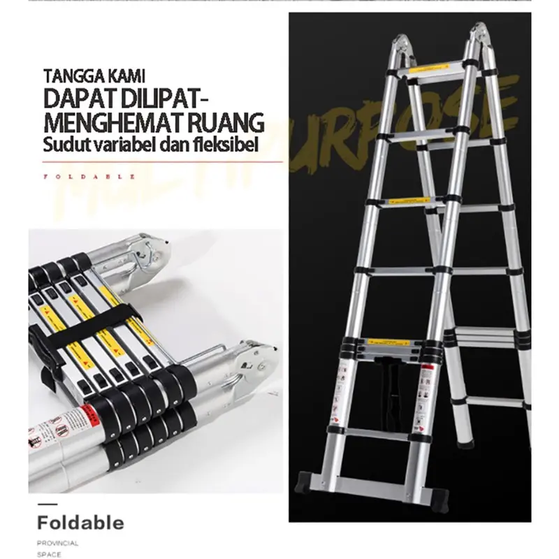 Tangga Lipat Aluminium 4.4M/Teleskopik Single Telescopic Ladder4.4M /Double Telescopic Ladder4.4M/Tangga 4.4 M Lipat Alumunium 8