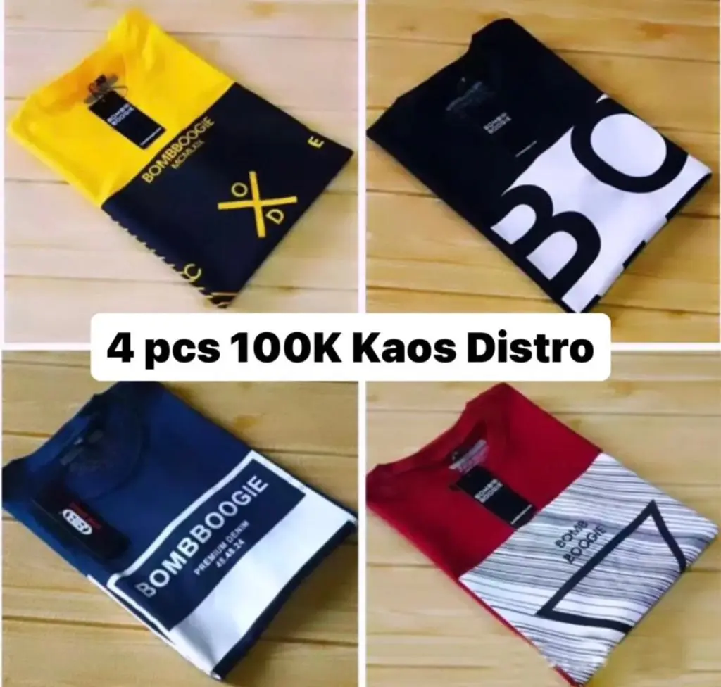 PAKET 4 PCS 100RIBU KAOS DISTRO SEMI KATUN MIX BRAND