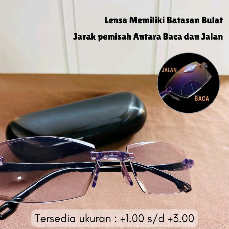 Kacamata Baca dan Jalan 2 in 1 Lensa Double Fokus Pria Wanita Anti Radiasi Sinar HP dan Komputer Untuk Usia 30 - 65 tahun 2