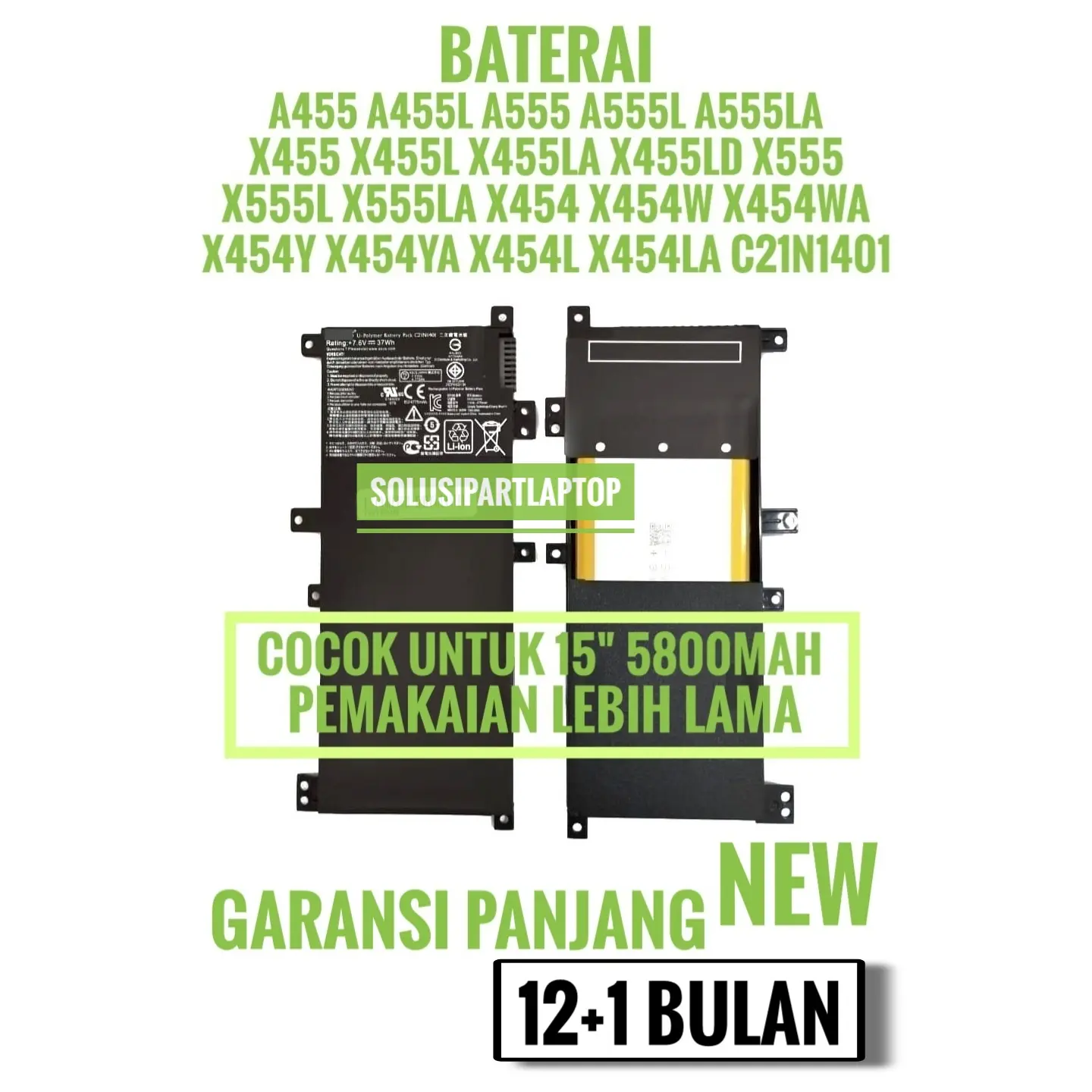 BATERAI compatible for S X455 X555 C21N1401 OR1