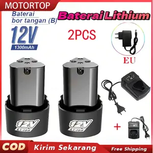 【Kirim Sekarang】2PCS batrai baterai bor cordless 12v 1300mah 12 volt jld Baterai Bor Cordless Li-Ion 12 Volt Baterai Bor Electric Cordless Rechargeable