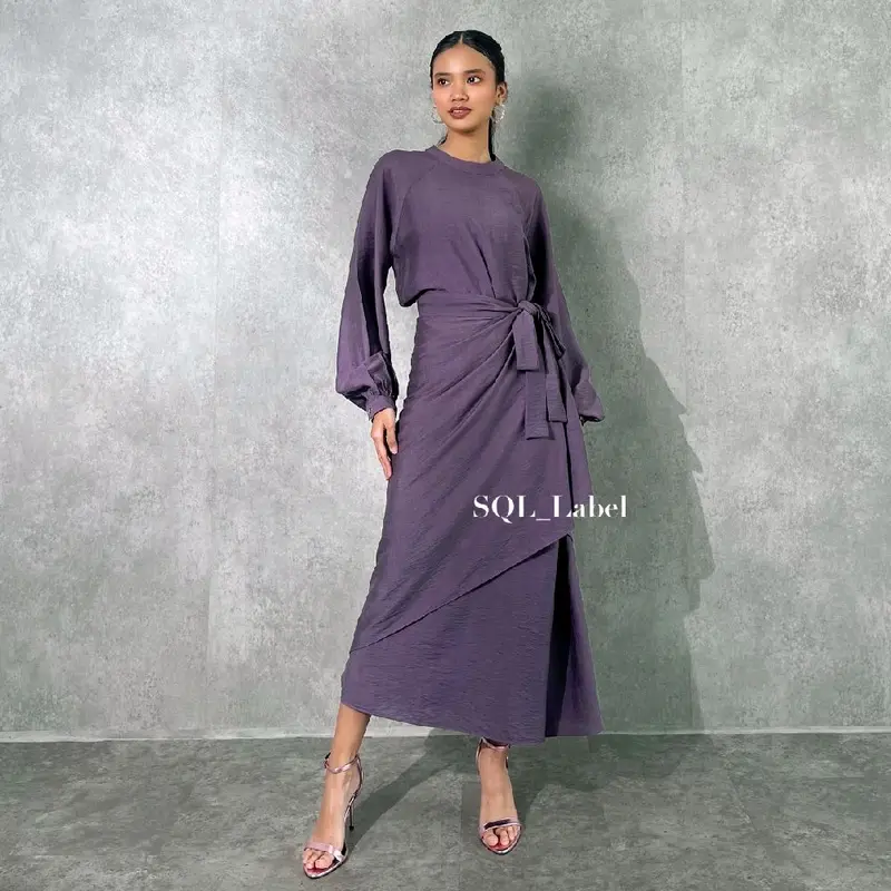 Felicia Dress Midi Dress Wanita Simple Casual atau Formal dengan Layer Pinggang Depan dan Belakang Gaun Panjang Nyaman 1