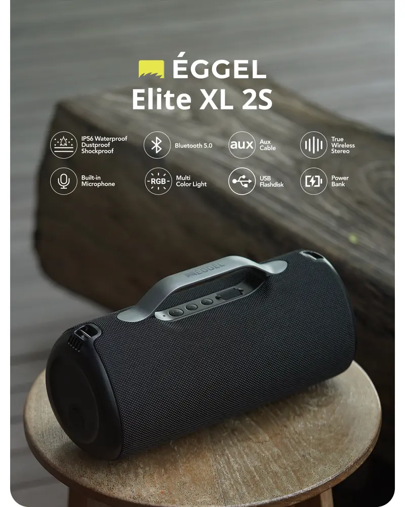 Eggel Elite XL 2S Waterproof Portable Bluetooth Speaker with
