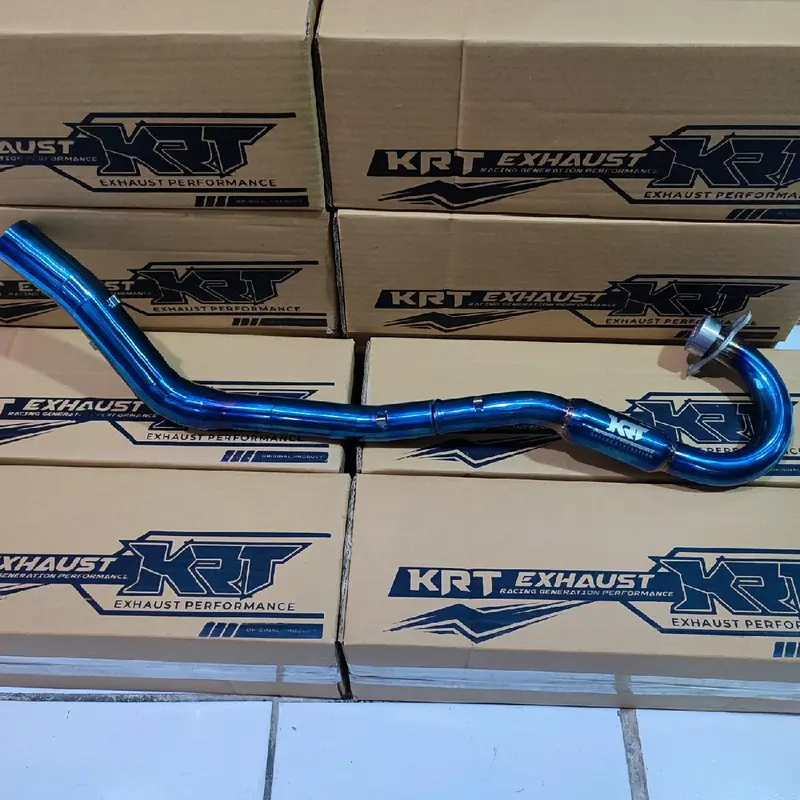 Leher Knalpot Racing Klx Crf Dtracker Wr155 Original KRT Blue Full Biru 38mm Bending Stainlis 1