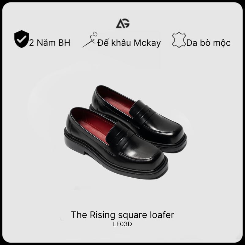 Giày Da Nam Công Sở Mũi Vuông Cao Cấp Da Bò Nhập Khẩu Square Loafer AUGUST Bảo Hành 24 Tháng LF03D