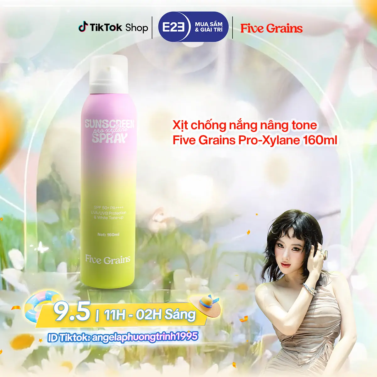 Xịt chống nắng Five Grains nâng tone Pro-Xylane 160ML