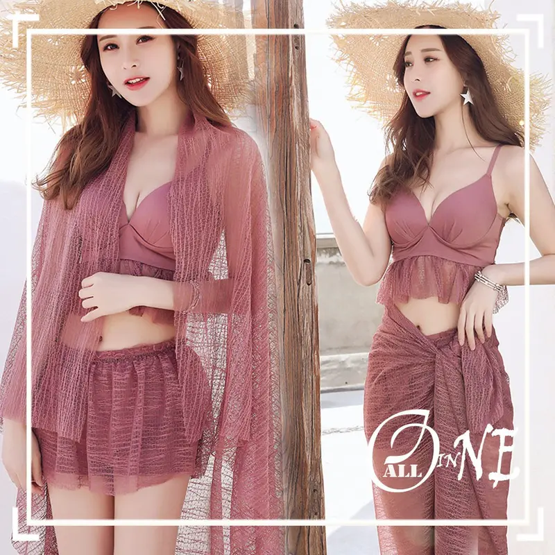 ALL IN ONE-035 Swimsuit Set Bikini Baju Renang free outer Wanita Fashion Korea Import High Quality 0
