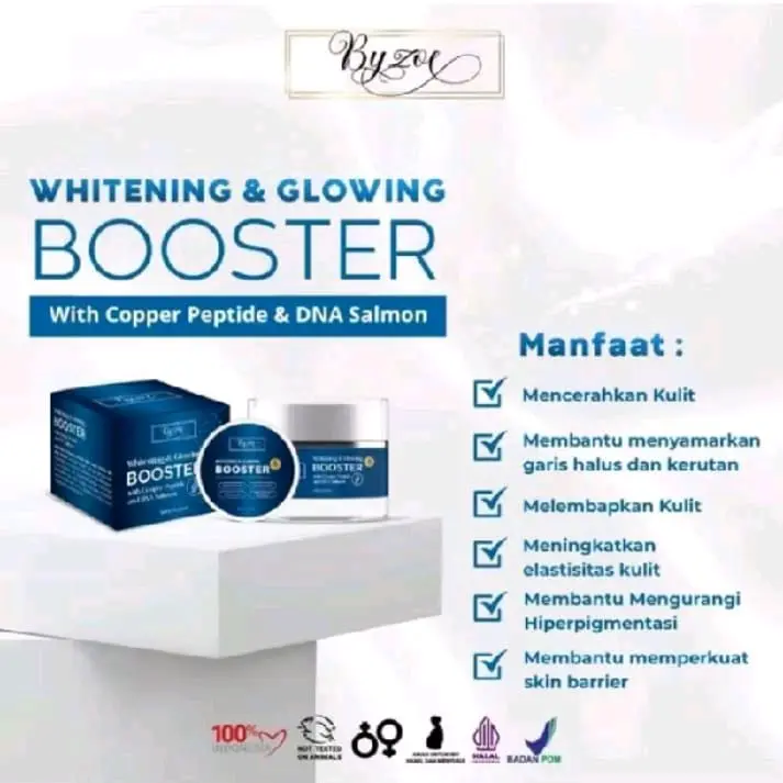 Byzoe Whitening and Glowing Booster with Cooper Peptide and DNA Salmon (BiruBooster) [10gr] 1Pcs Pencerah Wajah Pelembab 2