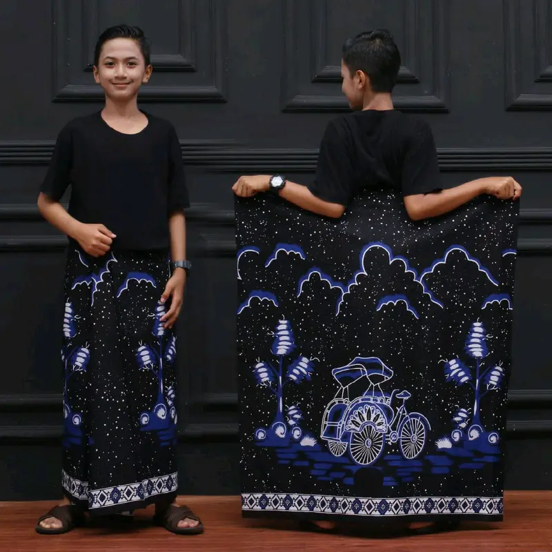 { BISA COD } Sarung Batik Anak-anak SD MI SMP MTS // Motif WAYANG & BECAK CINTA // Bahan Rayon Halus & adem // Sarung Seragam Nyaman Panjang Muslim Anak Katun 4