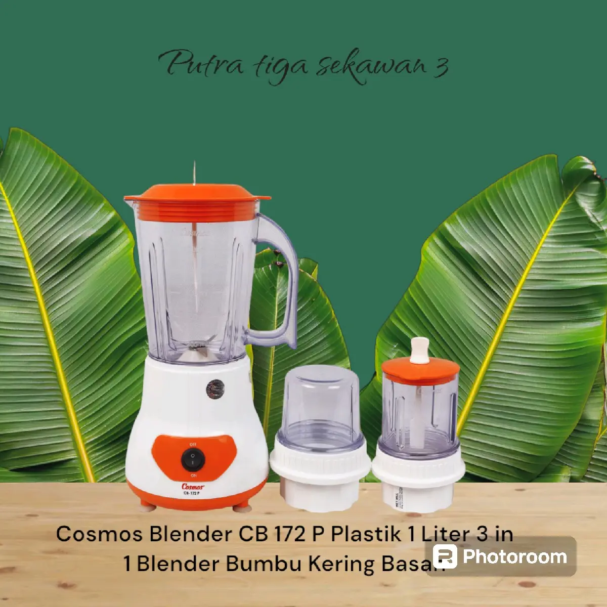 Cosmos Blender CB 172 P Plastik 1 Liter 3 in 1 Blender Bumbu Kering Basah