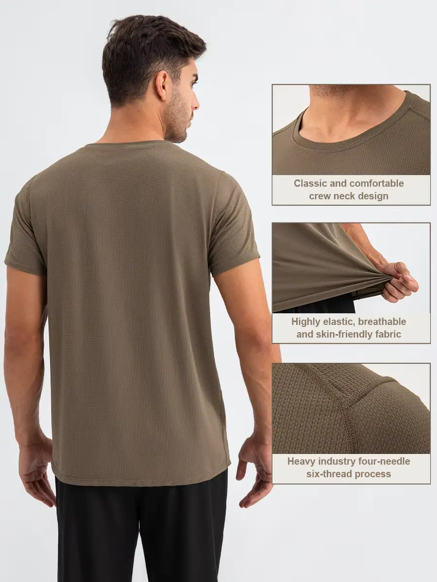 Fitness Round Neck Loose Sports T Shirt Quick Drying Breathable Fitness Short Sleeves Outdoor Man Workout Running Top For Men